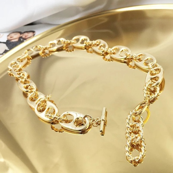 Retro chain necklace gold vermeil - Picture 3 of 3